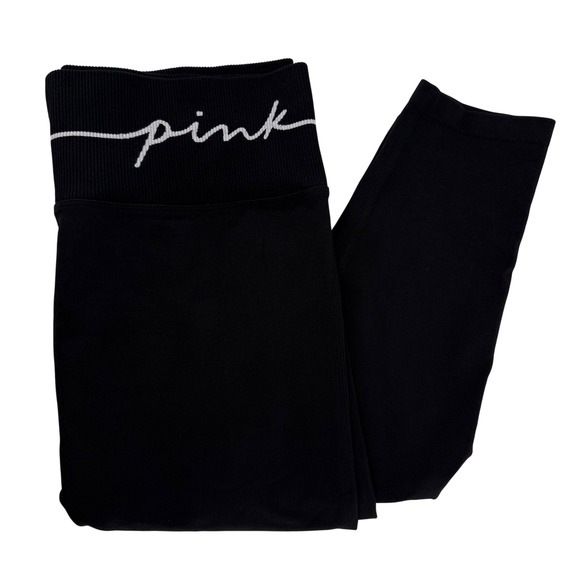 PINK Victoria's Secret Pants - PINK Seamless Classic Leggings Black High‎ Rise Large Booty Boost Ribbed Detail